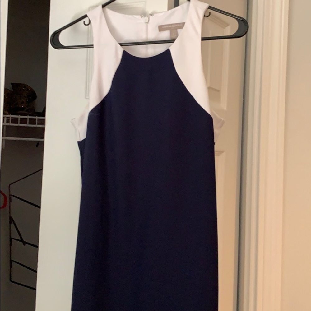 Blue and white dress
